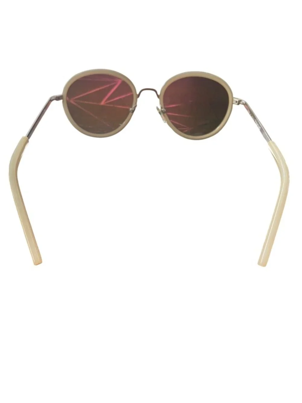 Joe’s Jeans Round Vintage-Style Sunglasses With Beige Frames & Brown Lenses Ligh